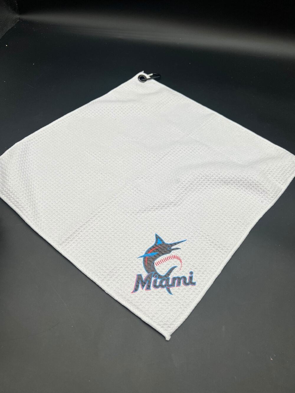 Miami Dolphins 15x15 Microfiber Golf Towel with Carabiner #683‎
